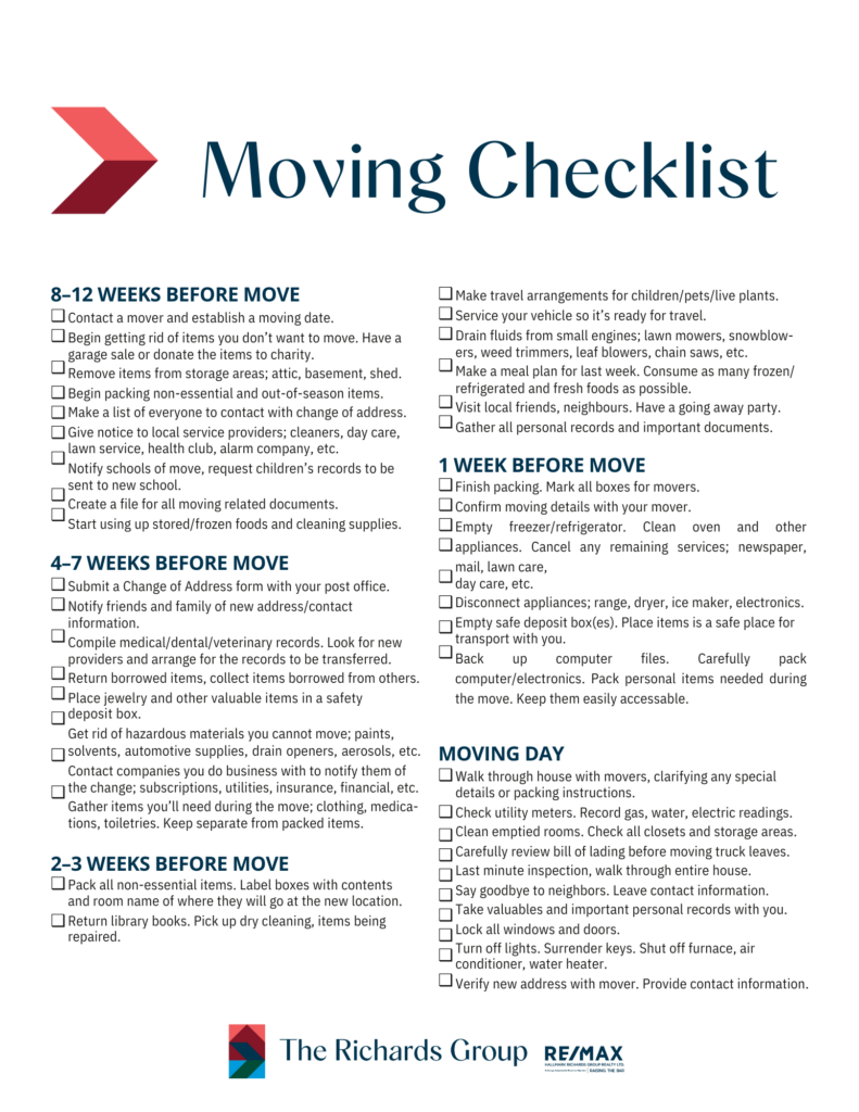 Moving Checklist - therichardsgroup.ca